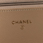 Caviar Quilted Wallet on Chain WOC Beige