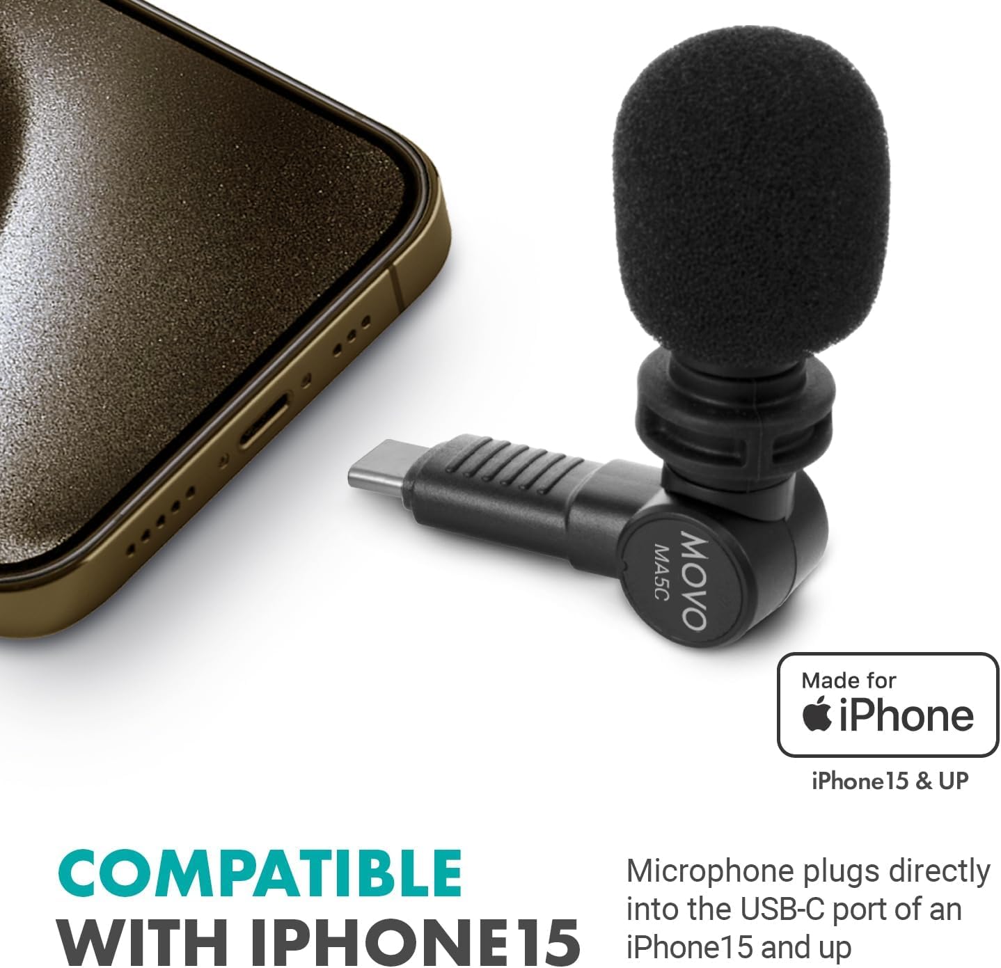 Movo USB-C Microphone for iPhone 15 and Up
