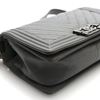 Lambskin Chevron Quilted Medium Boy Flap Grey