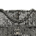 Sequin East West Flap Dark Silver