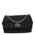 Nylon Medium Monaco Chain Shoulder Bag Black