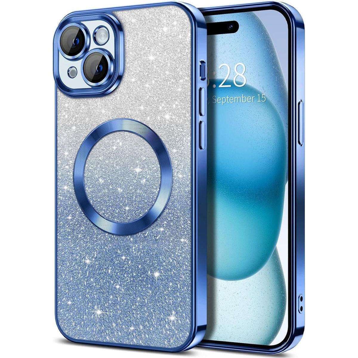 Entronix [Magnetic] Case Compatible with iPhone 15 - [Clear Back] Luxury Glossy Cover