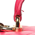 Lambskin Quilted Mini Top Handle Vanity Case With Chain Dark Pink