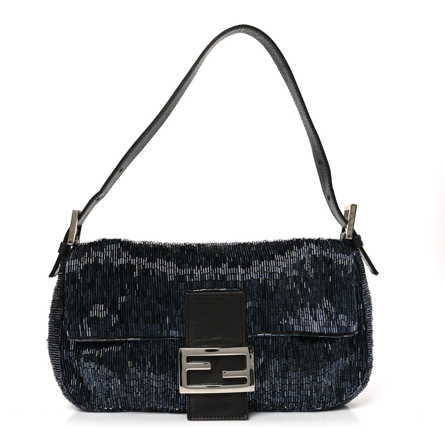 Satin Beaded Baguette Blue Brown