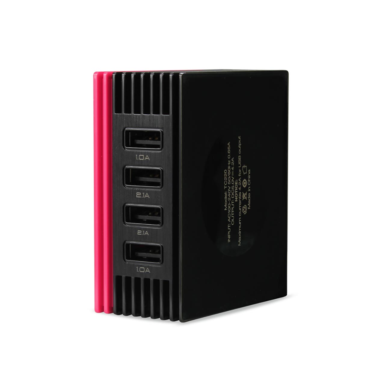 Reiko 4 Amp Four Ports Portable Travel Station Charger In Hot Pink