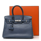 Matte Porosus Crocodile Birkin 30 Bleu Brighton
