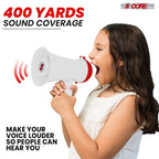 5Core Megaphone 15W Bull Horn Kids PA Speaker w 400 Yards Range Siren Lightweight Loud Mini Megafono