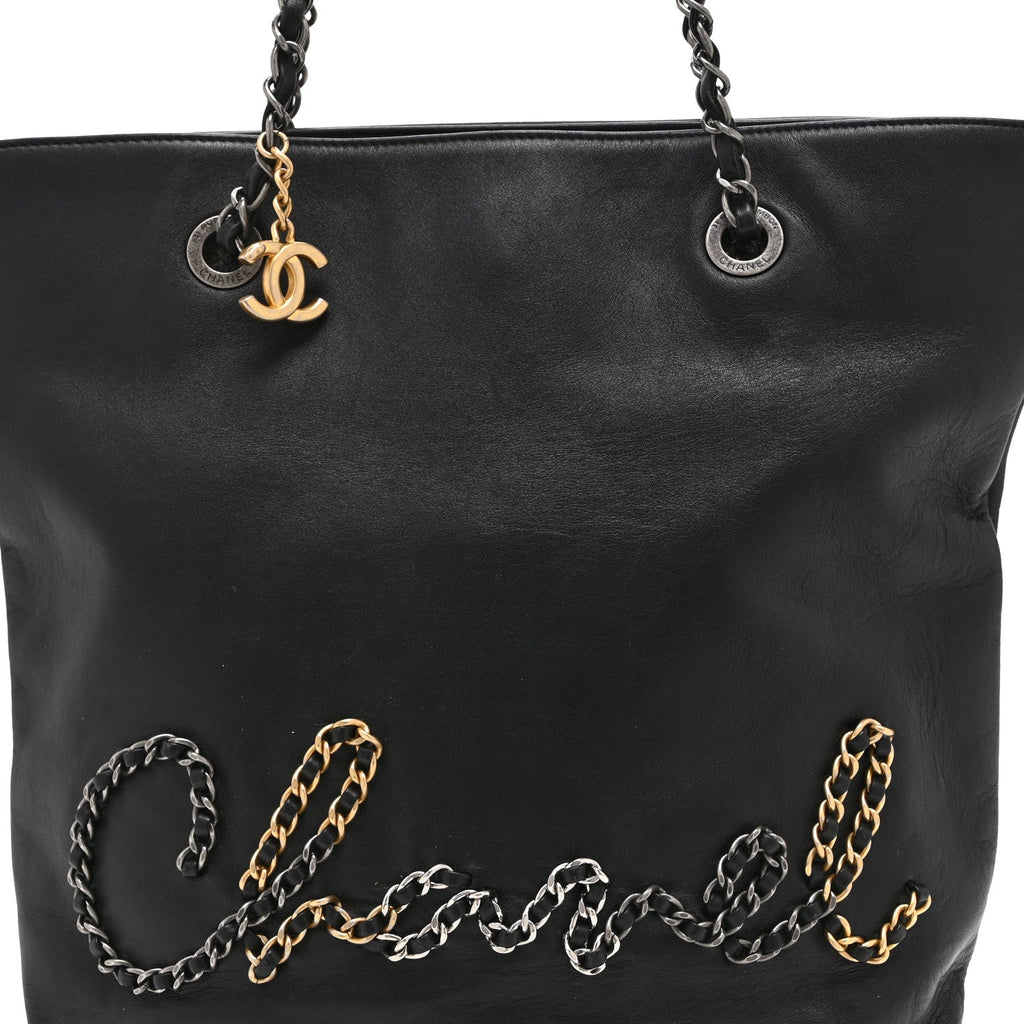 Calfskin Chain 20s Signature Tote Black