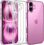 Entronix Bundle Compatible with iPhone 16 Plus - [Hard] Clear Case & 2 Clear Clear Screen Protectors