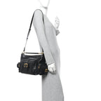 Shiny Calfskin Medium Double Carry Camera Bag Black