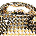 Metallic Lambskin Intrecciato Mini Hop Silver Gold
