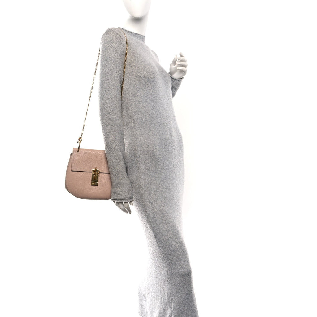Grained Lambskin Drew Shoulder Bag Cement Pink