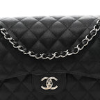 Caviar Quilted Jumbo Double Flap Black