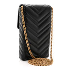 Calfskin Small GG Marmont Phone Crossbody Bag Black