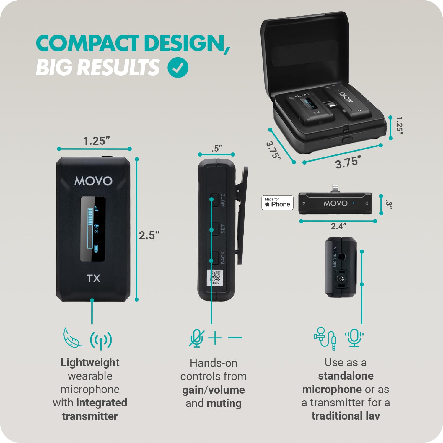 Movo WMX-2-L Wireless Microphone for Lightning