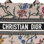 Canvas Embroidered Petites Fleurs Medium Book Tote Rose Multicolor