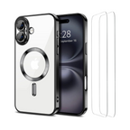 Entronix Bundle Compatible with iPhone 16 Plus - [Magnetic] Luxury Glossy Case & 2 Clear Screen Protectors