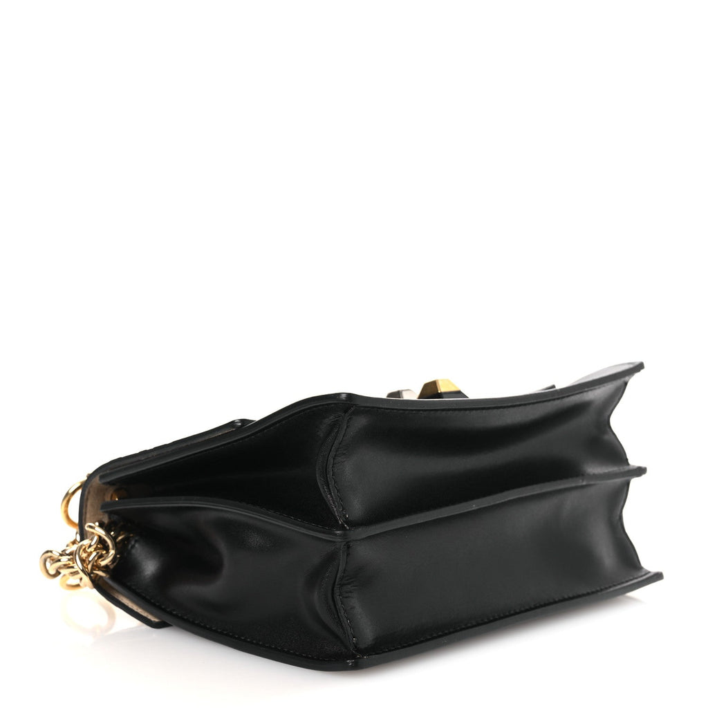 Vitello Liberty Bi-Color FF 1974 Embossed Small Kan I Shoulder Bag Black Maya