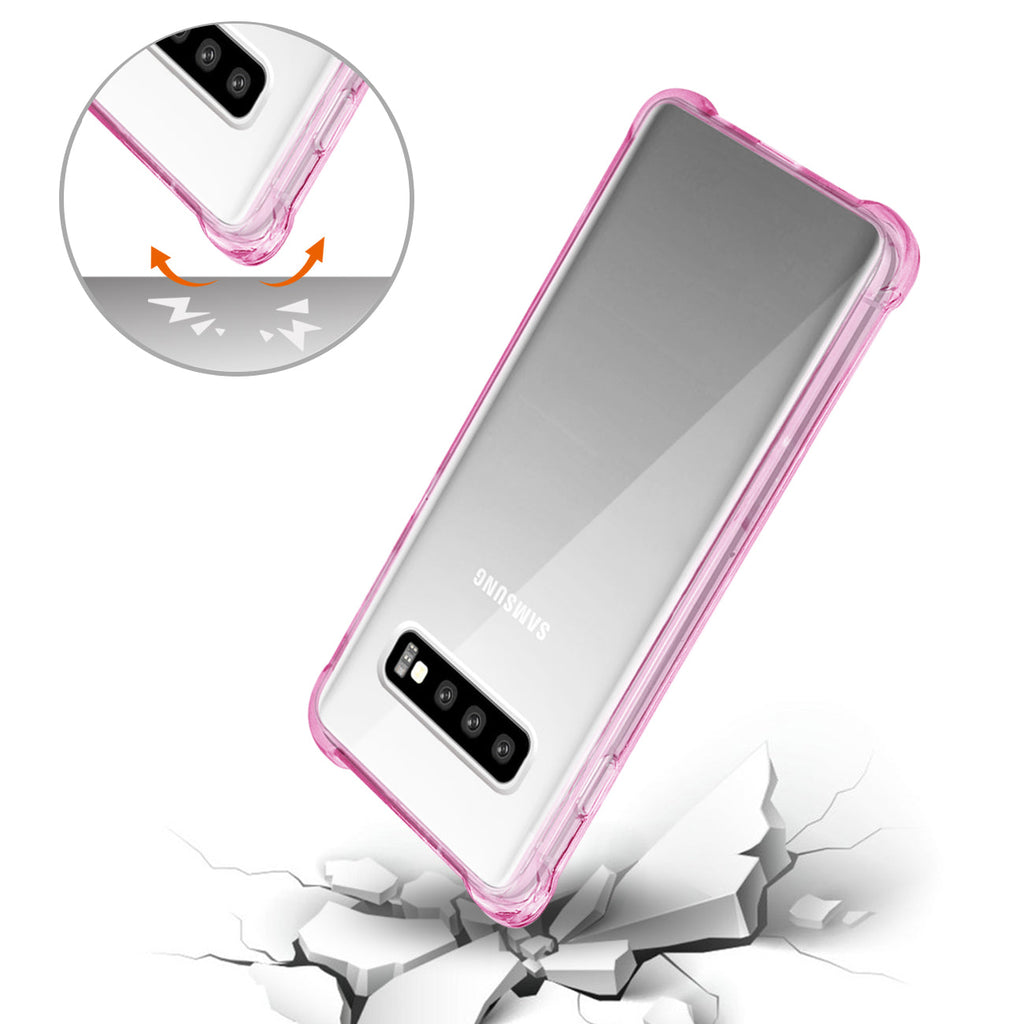 Samsung Galaxy S10 Clear Bumper Case With Air Cushion Protection In Clear Hot Pink