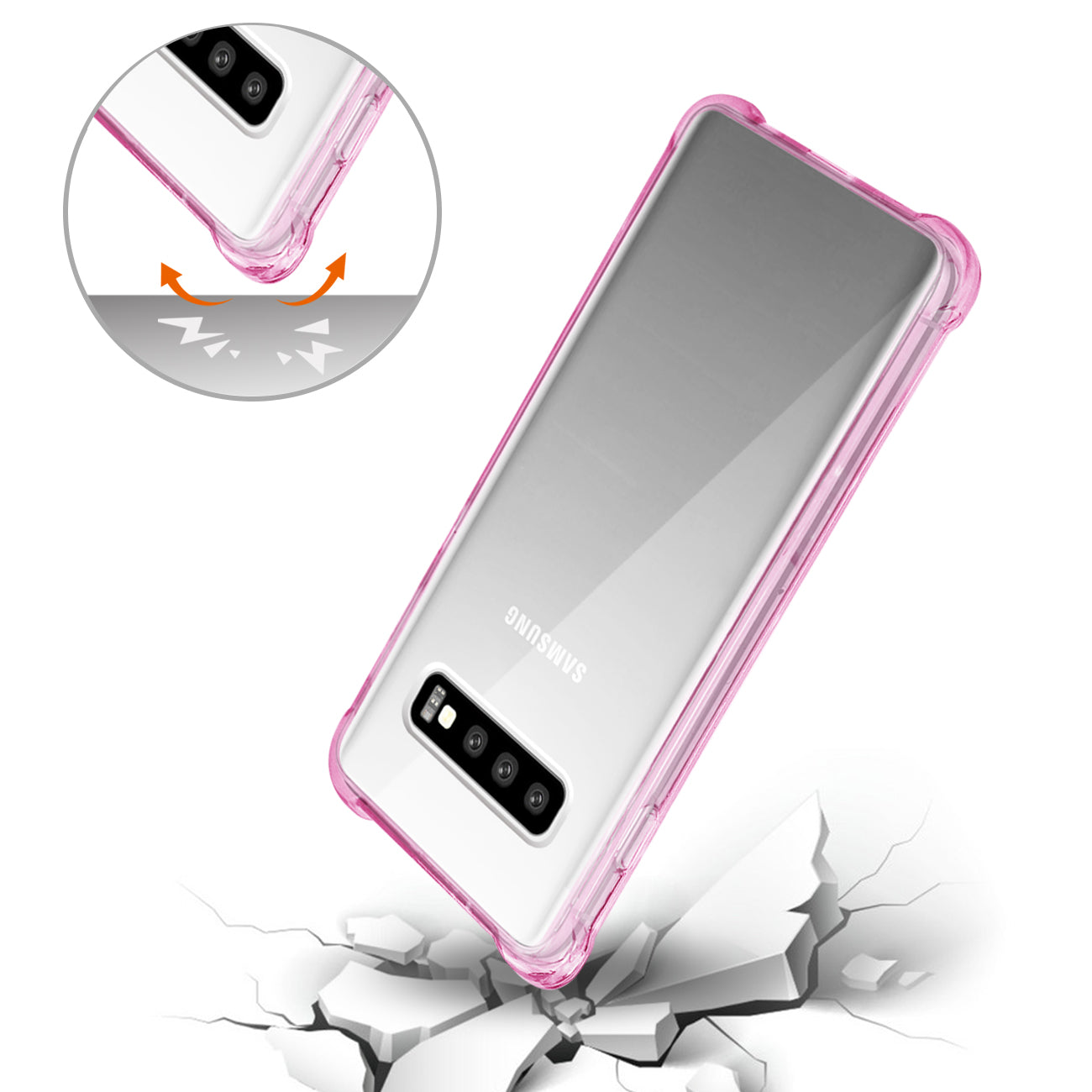 Samsung Galaxy S10 Clear Bumper Case With Air Cushion Protection In Clear Hot Pink