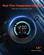 CPU Liquid Cooler, AIO CPU Water Cooler - 120mm PWN Fans, Pump, 1.8'' Display, Max. 2200RPM CPU Cooling Fan, Efficient Black PC Water Cooler for Intel 115X/1366/2011/1700/1200, AMD AM4/AM5