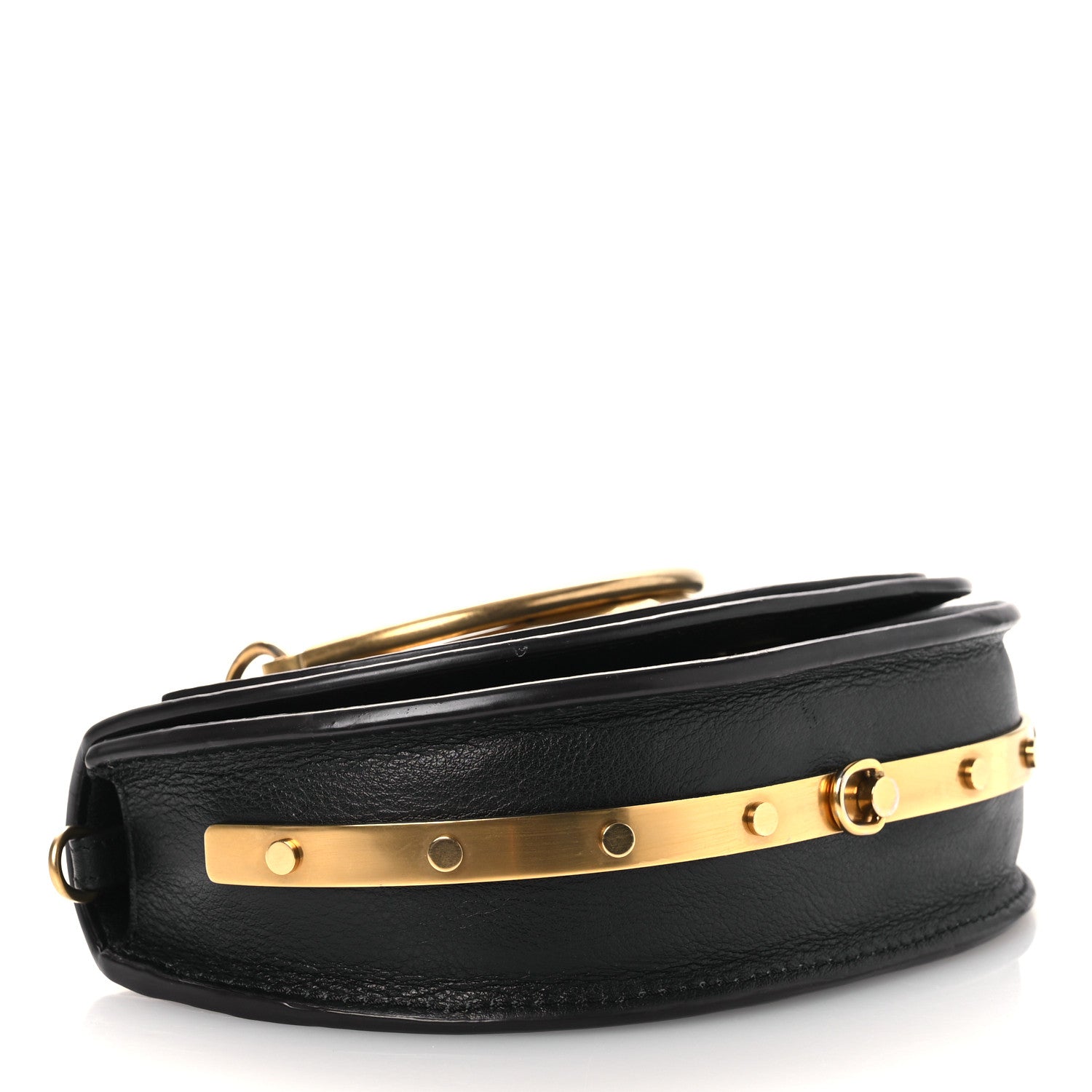 Calfskin Small Nile Bracelet Minaudiere Bag Black