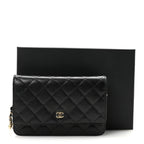 Caviar Quilted Wallet on Chain WOC Black