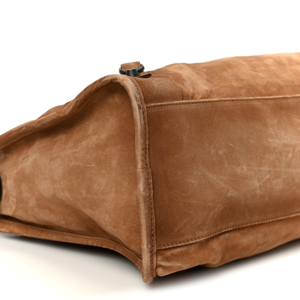 Waxed Suede Calfskin Classic Hardware Medium Le City Camel