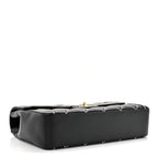 Calfskin Quilted Wild Stitch Large Top Handle Flap Black