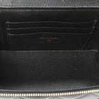 Lambskin Quilted Small Top Handle Vanity Case With Chain Black