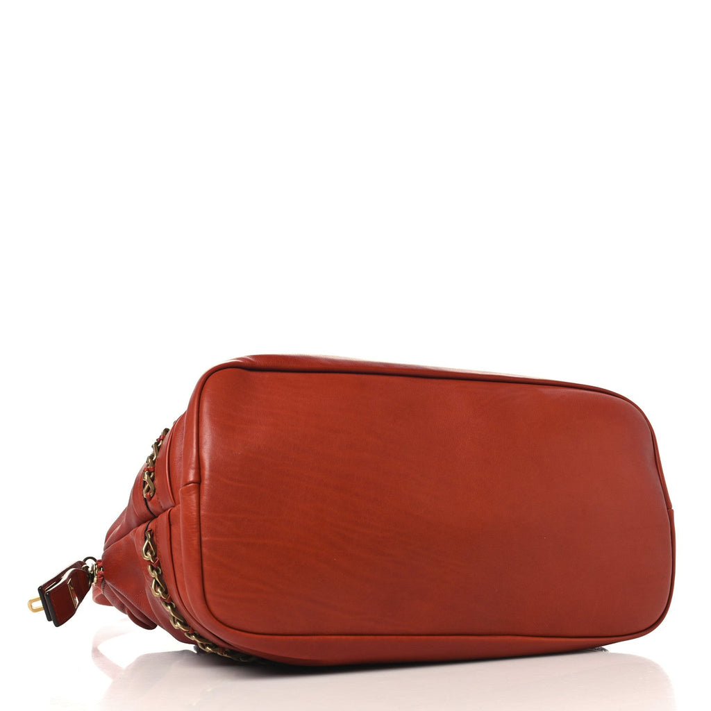 Calfskin Kira Convertible Bowler Bag Brick Red