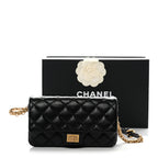 Aged Calfskin Quilted 2.55 Reissue Chain Waist Bag Black