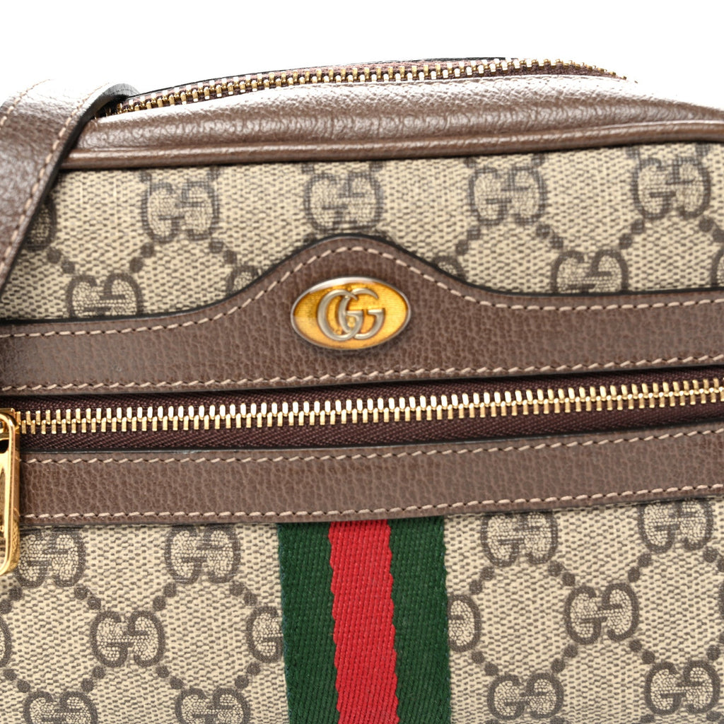 GG Supreme Monogram Web Mini Ophidia Shoulder Bag Brown