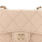 Caviar Quilted Mini Chain Belt Bag Light Beige