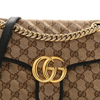 Monogram Matelasse Diagonal Small GG Marmont Shoulder Bag Beige Black