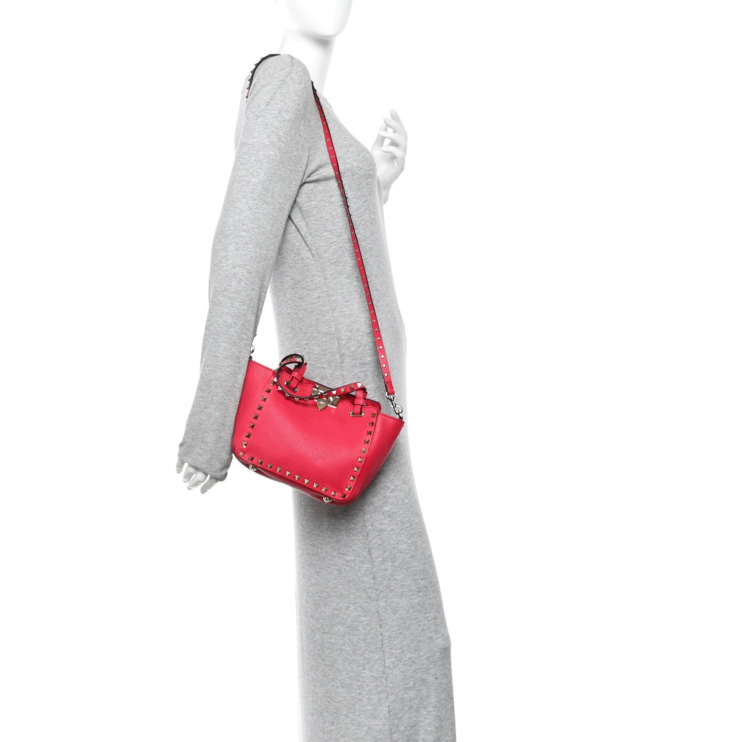 Pebbled Calfskin Mini Rockstud Tote  Cyclamin
