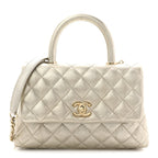 Metallic Aged Calfskin Quilted Mini Coco Handle Flap Gold