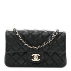 Lambskin Quilted Mini Rectangular Flap Black