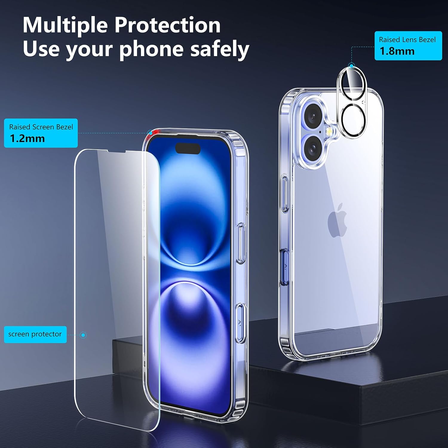 Entronix Bundle Compatible with iPhone 16 - [Magnetic] Clear Case, 2 Clear Screen Protectors & 2 Camera Lens Protectors