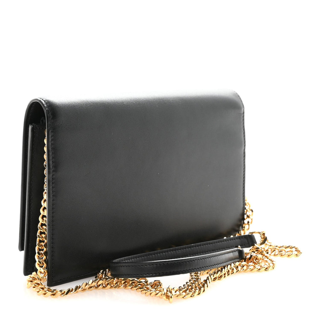 Smooth Calfskin Classic Monogram Kate Tassel Chain Wallet Black