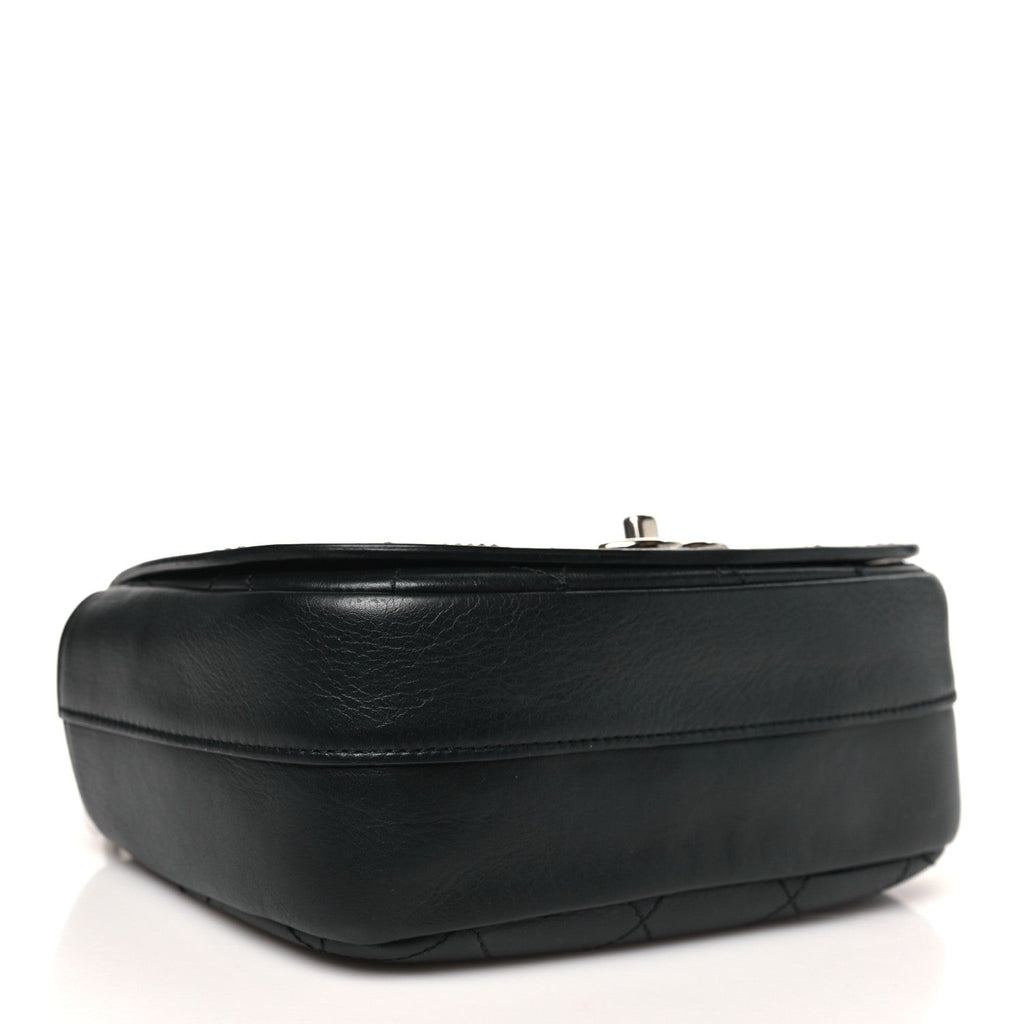 Calfskin Stitched Small Ring My Bag Flap Crossbody Bag Black