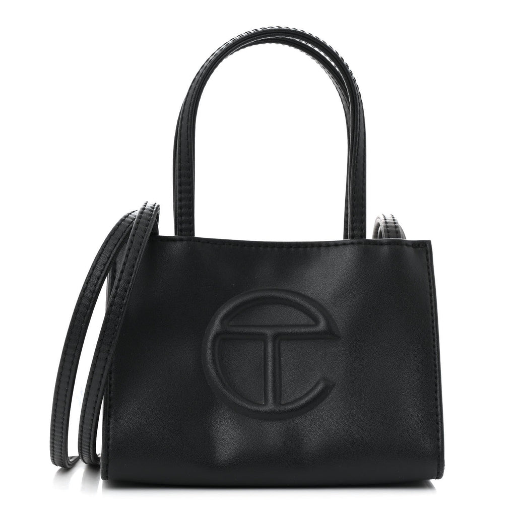 Vegan Leather Small Shopping Bag Black
