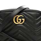 Calfskin Matelasse Mini GG Marmont Chain Shoulder Bag Black