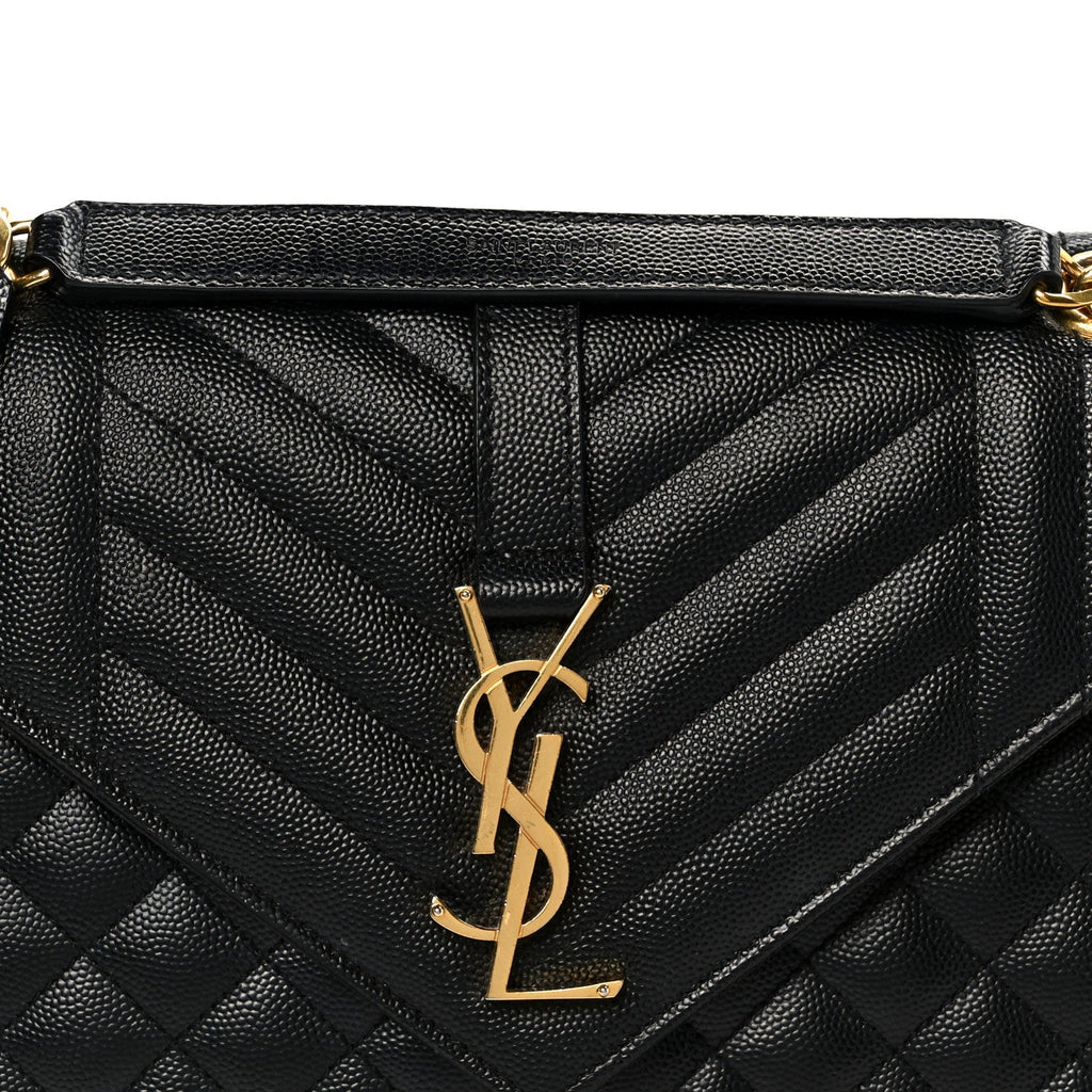 Grain De Poudre Textured Mixed Matelasse Triquilt Medium Monogram Satchel Black