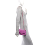 Tweed Quilted Mini Rectangular Flap Purple