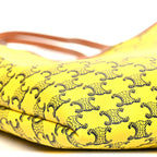 Triomphe Canvas Calfskin Medium Flat Shopper Tote Yellow Navy