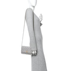 Caviar Quilted Studded CC Wallet On Chain WOC Grey