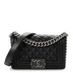 Caviar Quilted Small Boy Flap Black
