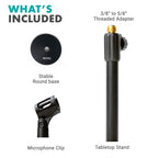 Movo TMC-3 Adjustable Tabletop Mic Stand with Mic Clip