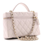 Caviar Quilted Top Handle Slim Vanity With Chain Light Purple